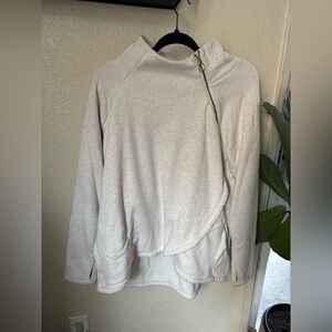 Athleta Light Gray Asymmetrical Zip Sweatshirt